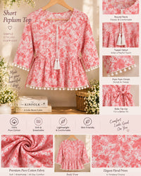 Floral Cotton Peplum Top Thumbnail 2