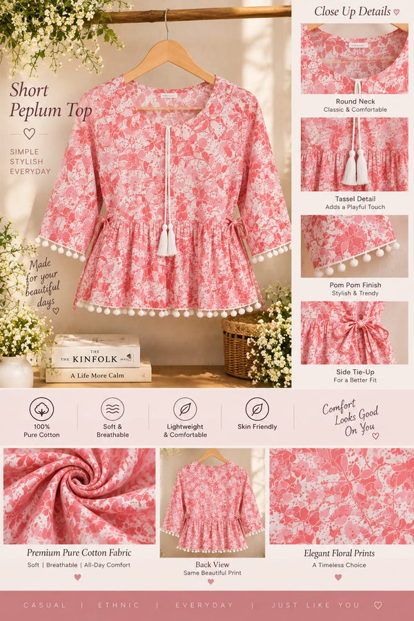 Floral Cotton Peplum Top