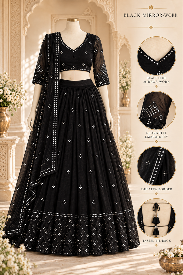 NOIR-Black Mirror Lehenga Set