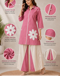 Balck & Pink Collor with White Embroidrery Floral
Contrast Plazo Set Thumbnail 2