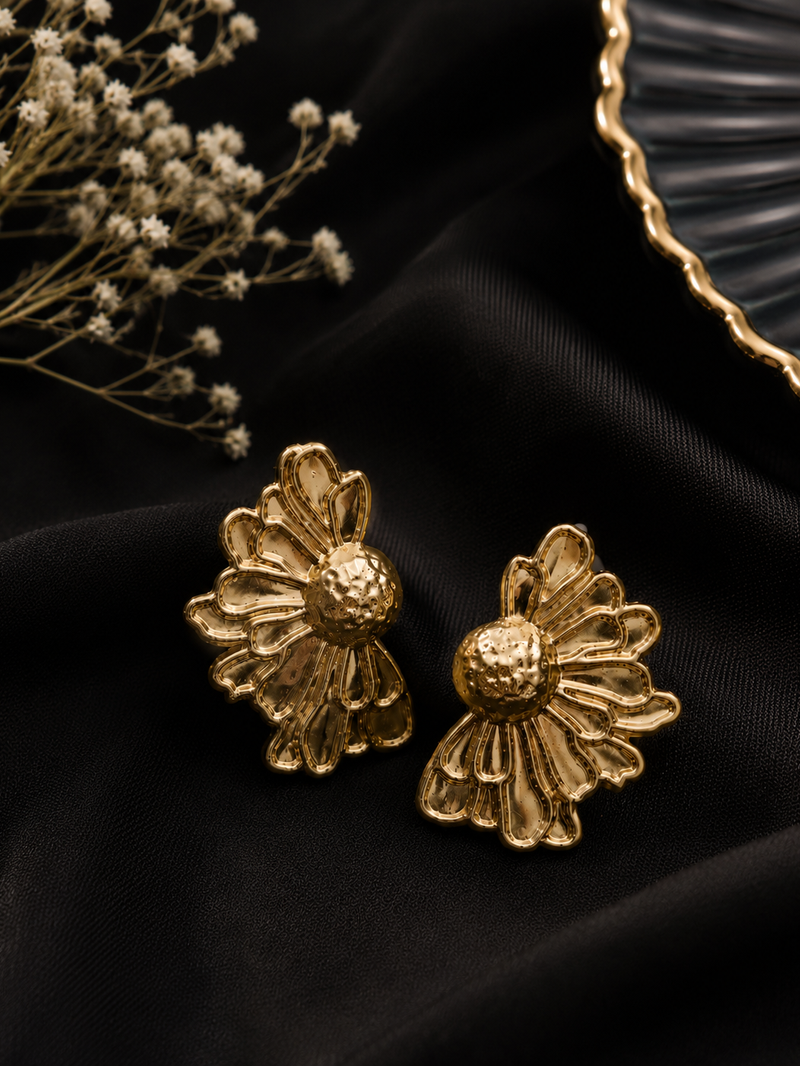 Double daisy floral stud earrings