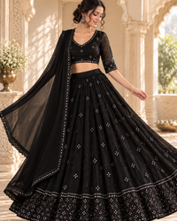 NOIR-Black Mirror Lehenga Set Thumbnail 1